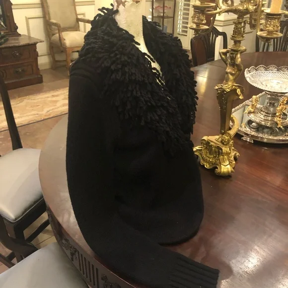 525 AMERICA Black Large Sweater With Double Looped Yarn Collar - Picture 7 of 13